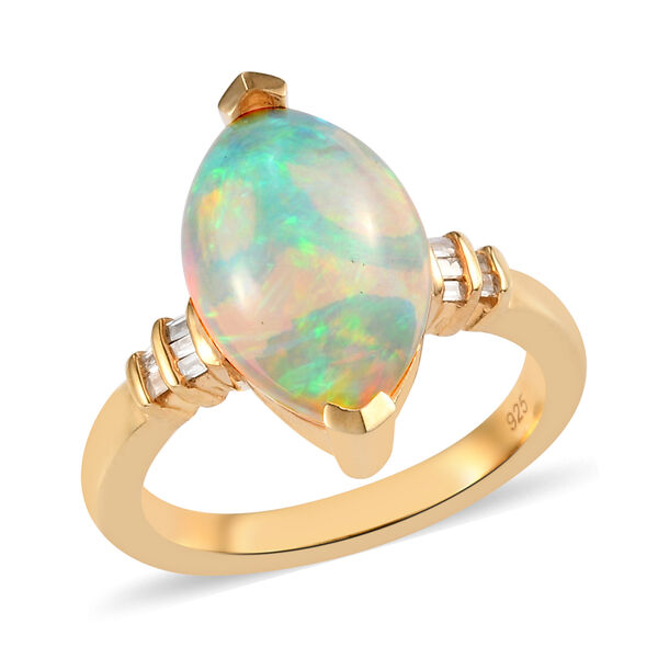 Nat&uuml;rlicher, &auml;thiopischer Opal und Diamant-Ring - 2,89 ct. image number 4