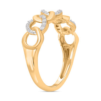 Wei&szlig;er Diamant Ring, 925 Silber Gelbgold Vermeil, (Gr&ouml;&szlig;e 21.00) ca. 0.15 ct