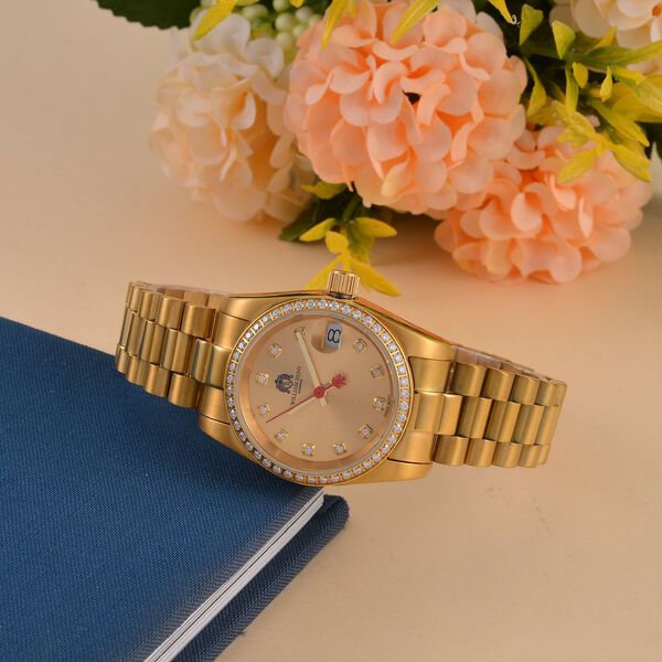 William Hunt - Moissanit-Akzentuhr, Schweizer Uhrwerk, Mineralglas und 5ATM Wasserresistenz, Edelstahl-Armband, goldfarben image number 2