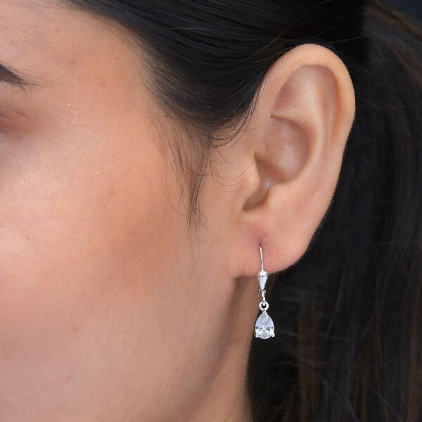 LUSTRO STELLA Hergestellt mit ZIRKONIA Tropfen Ohrringe 925 Silber Platin-&Uuml;berzug