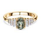 AA Grüner Tansanit, weißer Diamant Ring 925 Silber Gelbgold Vermeil (Größe 20.00) ca. 1.08 ct