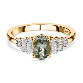 AA grüner Tansanit und Diamant-Ring - 1,08 ct.