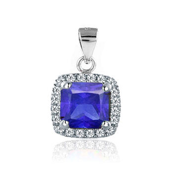 Tansanit-Zirkonia-Anh&auml;nger, 925 Silber rhodiniert