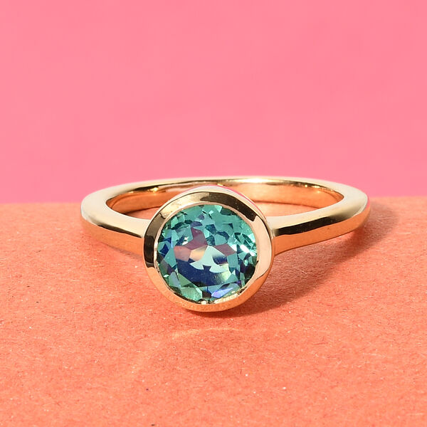 Pfau Triplett Quarz Solit&auml;r Ring 925 Silber vergoldet  ca. 1,34 ct image number 2