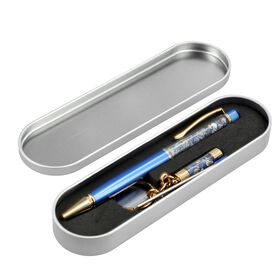 Edelstein Stift Set Larimar, Stift Schlüsselanhänger Mine, Blau