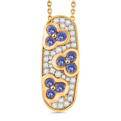 Tansanit, Weißer Zirkon Schmuckset 925 Silber 750 Gelbgold Vermeil ca. 1.76 ct image number 0