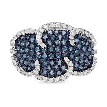 Blauer Diamant Ring, 925 Silber platiniert (Gr&ouml;&szlig;e 18.00) ca. 1.00 ct