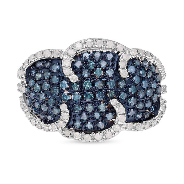 Blauer Diamant Ring, 925 Silber platiniert (Gr&ouml;&szlig;e 18.00) ca. 1.00 ct