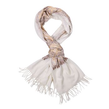 Bestickter Schal mit Paisley-Stickerei, 70x180cm, Creme