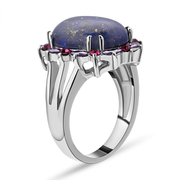 Lapislazuli, fuchsiafarbener und lila Kristall-Ring - 10 ct. image number 5