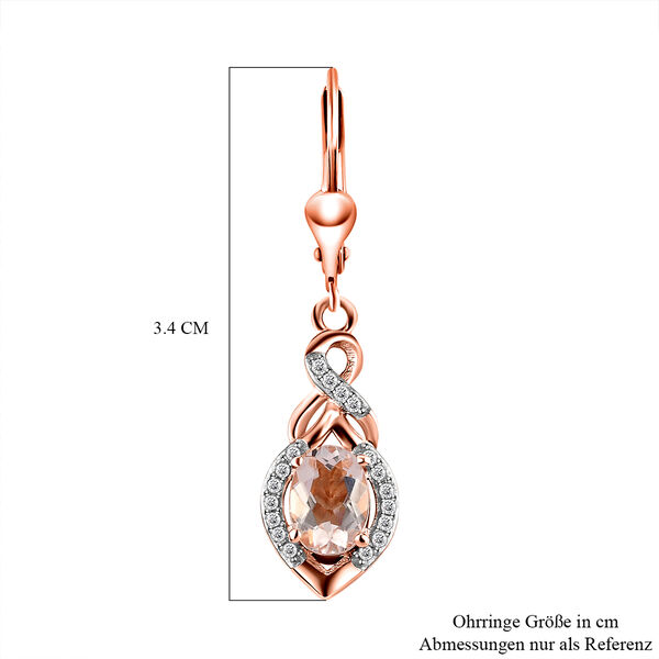 Morganit und wei&szlig;e Zirkon-Ohrringe, 925 Silber Ros&eacute;gold Vermeil ca. 1.76 ct image number 5
