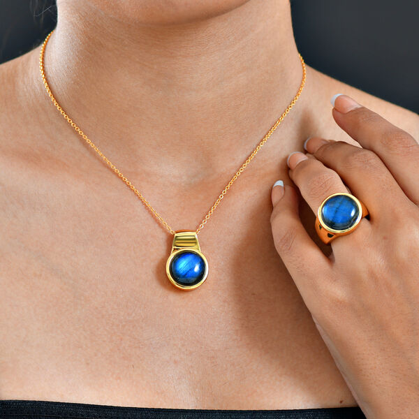 EVER TRUE AAA Labradorit Schmuckset ca. 50 cm (Größe 17) ca. 30,00 ct. image number 2