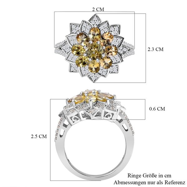 Nat&uuml;rlicher, goldener Tansanit und Zirkon-Cocktail-Ring - 2,58 ct. image number 7