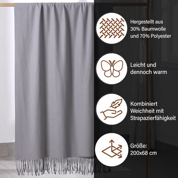 Luxuri&ouml;ser Winterschal mit Fransen, Lila/Dunkelgrau