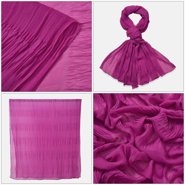 LA MAREY – 100% Maulbeer-Seidenschal Chiffon, 60x170cm, weinrot image number 4