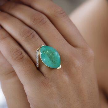 Smaragd Triplett Quarz und Zirkon Ring - 18,11 ct.