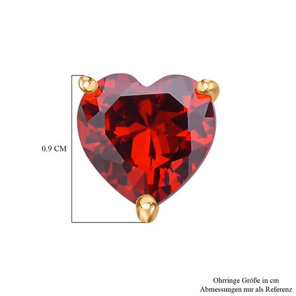 Rote Zirkonia Herz Ohrstecker, 925 Silber vergoldet, ca. 5.70 ct image number 5