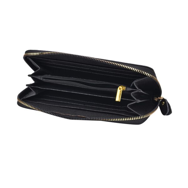 Brieftasche aus echtem Leder mit RFID-Schutz in Stepp-Optik, 19x2,5x9,5cm, Schwarz image number 6