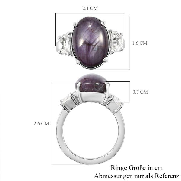 Sternrubin und wei&szlig;er Zirkon-Ring, 925 Silber platiniert  ca. 10,71 ct image number 7