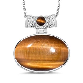 Tigerauge Schmuckset Edelstahl ca. 80.50 ct