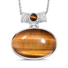 Tigerauge Schmuckset Edelstahl ca. 80.50 ct