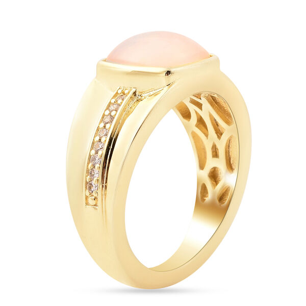 Nat&uuml;rlicher &Auml;thiopischer Opal und Zirkon Ring 925 Silber Gelbgold-&Uuml;berzug image number 5