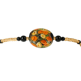 IL MURANO DI FRANCESCA - Schwarzes Murano Armband ca. 19 cm Nickelfreies Messing 750 Gelb Vergoldet