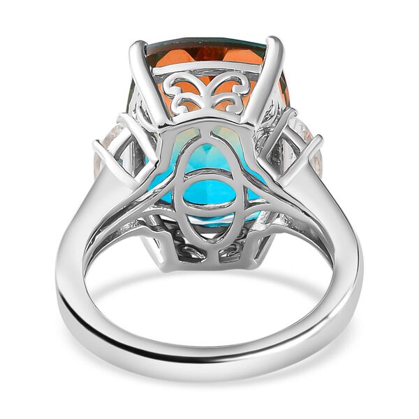 Aqua Terra Costa Quarz Triplett und wei&szlig;er Topas-Ring, 925 Silber platiniert, 11,84 ct. image number 6