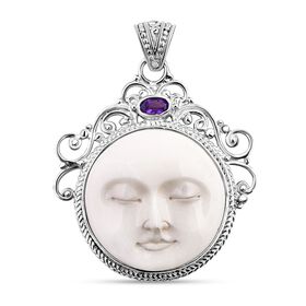 Royal Bali - Afrikanischer Amethyst und Ox Bone Anhänger, ca. 0.22 ct