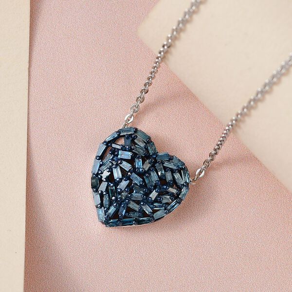 GP Heart Kollektion - blauer Diamant und blauer Saphir-Anhänger mit Kette in Silber image number 3