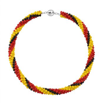 Gelbe, schware und rote Kristall 45cm Halskette