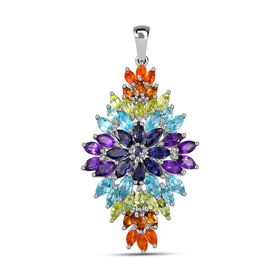 AA Paraiba-Apatit, Afrikanischer Amethyst Anhänger 925 Silber rhodiniert ca. 5,74 ct.