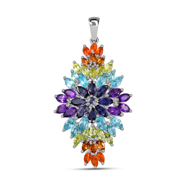 AA Paraiba-Apatit, Afrikanischer Amethyst Anh&auml;nger 925 Silber rhodiniert ca. 5,74 ct.