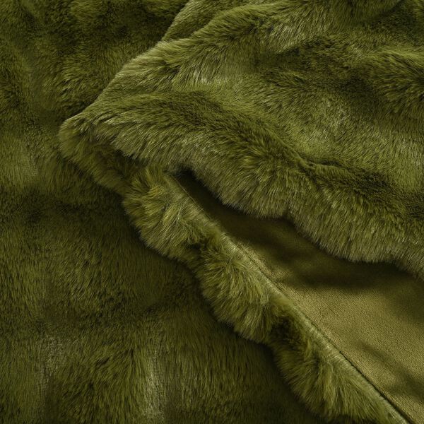 Serenity Night: Superweiche doppellagige Decke, luxuri&ouml;ses Kunstfell mit Mikropl&uuml;schfutter, 150 x 200 cm, Olivfarben image number 7