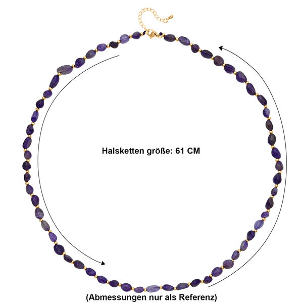 Afrikanischer Amethyst Halskette ca. 60 cm Reine Legierung Goldton ca. 100.00 ct image number 4