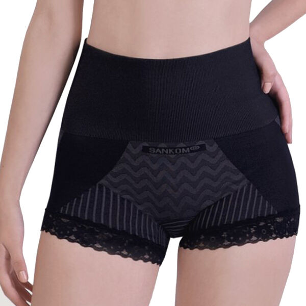 SANKOM Damen Haltungskorrektur Unterhose mit Spitze Shapewear, Gr&ouml;&szlig;e XXL, Schwarz  image number 2