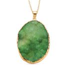 Grüner Drusy Quarz Anhänger mit Kette, Messing, vergoldet
