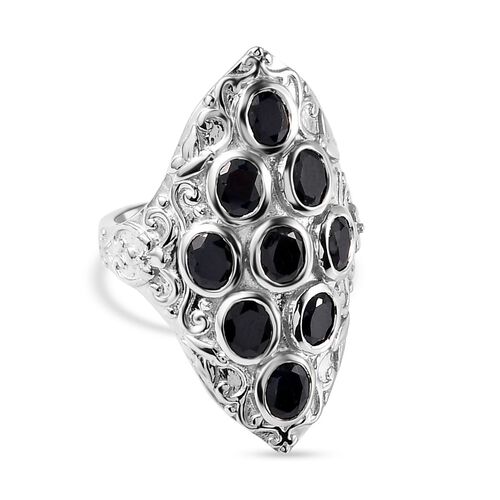 Schwarzer Saphir Ring, 925 Silber platiniert (Größe 18.00) ca. 4.11 ct image number 0