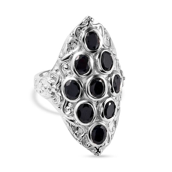 Schwarzer Saphir Ring, 925 Silber platiniert (Größe 18.00) ca. 4.11 ct image number 0