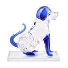 Dekorative Kristallglas Hunde-Figur auf quadratischem Ständer, 12x6x15 cm, Blau image number 3