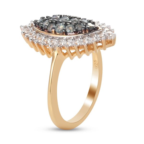 Alexandrit und Zirkon Cluster Ring 925 Silber Gelbgold Vermeil image number 6