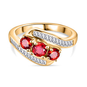 Roter Saphir und Zirkon-Ring - 1,99 ct.