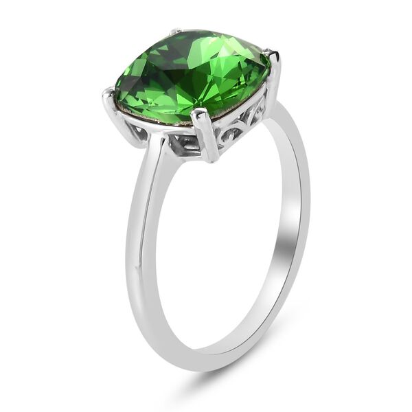 LUSTRO STELLA &Ouml;sterreichischer Farn Gr&uuml;ner Kristall Solit&auml;r Ring 925 Silber Platin-&Uuml;berzug image number 4