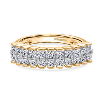 LUXURIANT DIAMOND - Lab Grown Diamant VS-EF SGL zertifiziert Ring 925 Silber 750 Gelbgold Vermeil (Gr&ouml;&szlig;e 19.00) ca. 1.00 ct