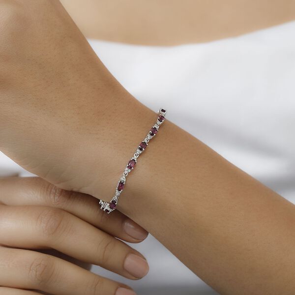 AAA Natürliches Radiant Ember Granat und Zirkon Armband image number 3