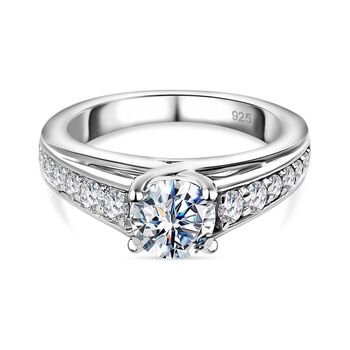 Moissanit Ring, 925 Silber platiniert, (Gr&ouml;&szlig;e 16.00) ca. 1.20 ct