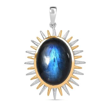 D'Joy AAA Labradorit Anh&auml;nger 925 Silber platiniert und vergoldet ca. 16.23 ct