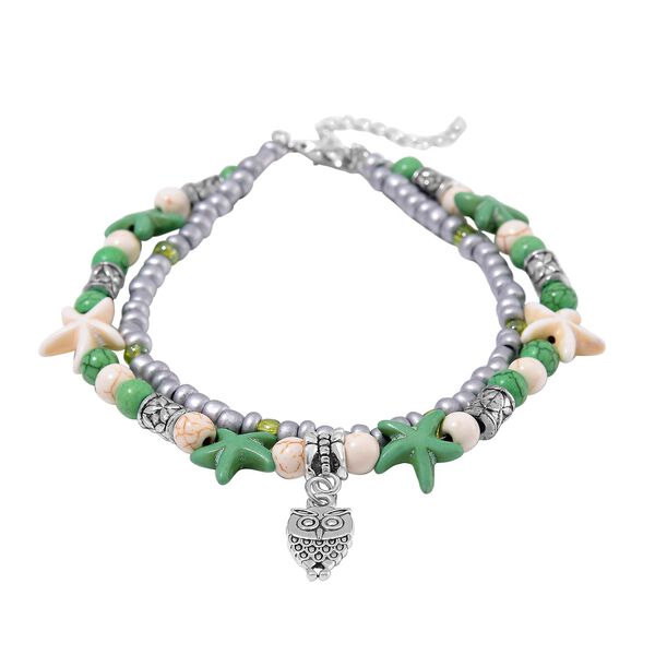 2er Set - Wei&szlig;er Howlit, Gr&uuml;ner Howlit Schmuck Zubeh&ouml;r ca. 23 cm Antik-silber-Plattierung ca. 60.35 ct image number 3