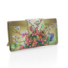 Sukriti - handbemalte Brieftasche aus echtem Leder mit RFID Schutz, Blumenmuster, Grün image number 1
