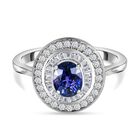 RHAPSODY AAAA Farbwechsel Saphir und weißer Diamant-Ring, 950 Platin (Größe 17.00) ca. 1.25 ct